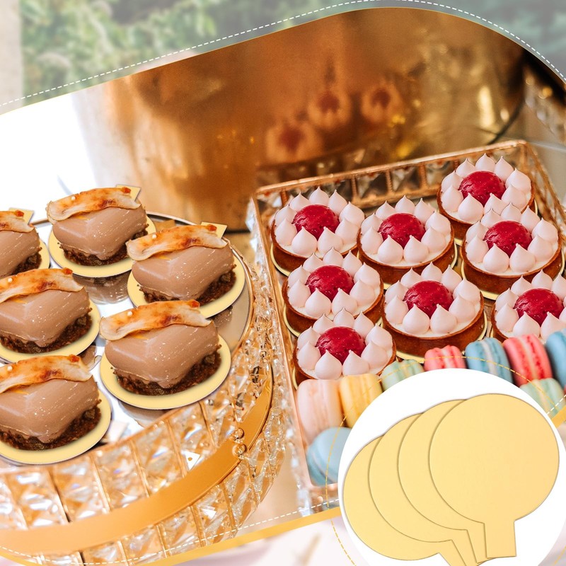 Round Cake Board with Tab Mini Pastry Reversible Waxed Dessert Gold 200 PCS gallery