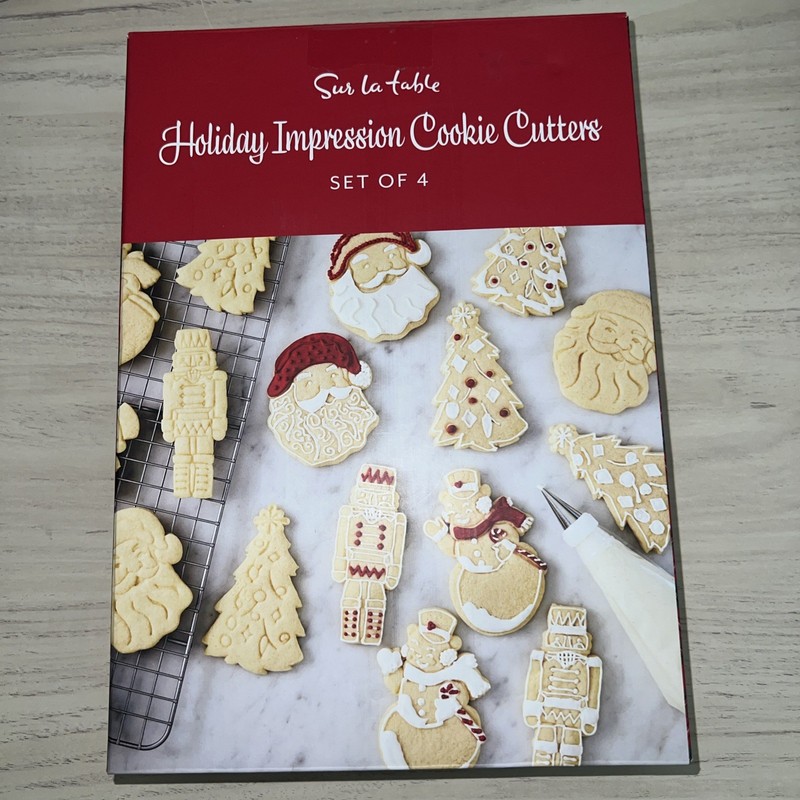 NEW in Box Sur La Table 3D Christmas Holiday Impressions Cookie Cutters