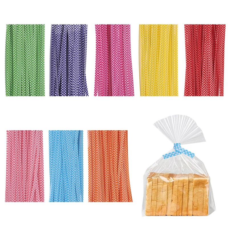 4″ Twist Ties for Plastic Bags, Mixed 8 Colors Bread Ties Decor for cellophane