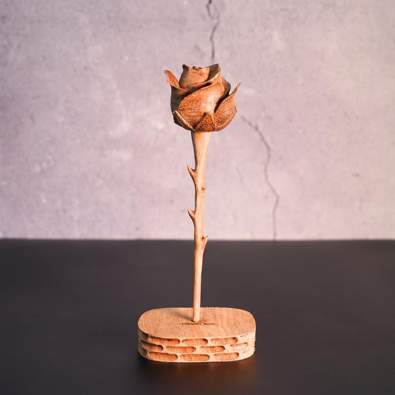 Camellia Bees Wooden Rose Wood Anniversary Flower Gift For Valentines Mothers gallery