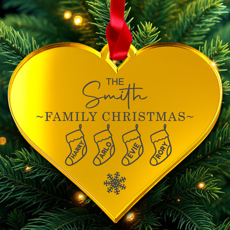 PERSONALISED Family Christmas Bauble Ornament Custom Acrylic 3mm gallery
