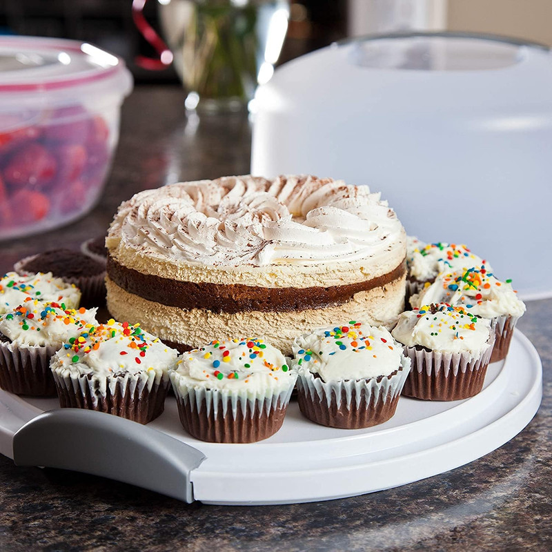 Cake Server Circular Serving Container White gallery