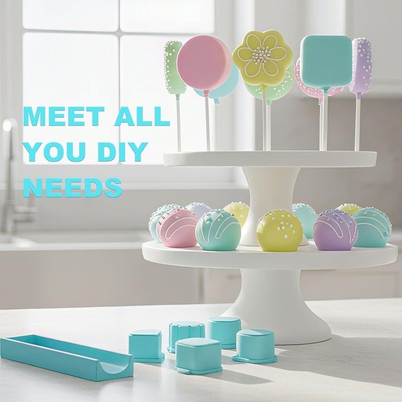 5 PCS Cake Pop Mold Set with 7.87-inch Tray, Heart Square Cloud Oval Round 3D... gallery