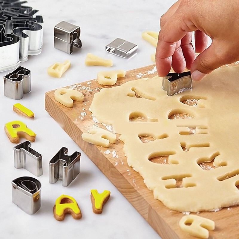 37pc Alphabet Letter Number Fondant Icing Cutter Set Cake Decorating Mould Metal