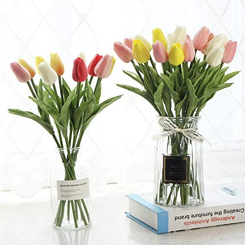 24pcs Multicolor Artificial Tulips Flowers Fake Faux PU Tulip Tulip Flower24 gallery