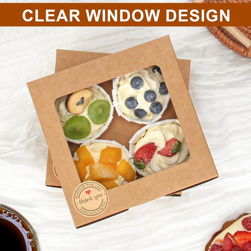 Cupcake Boxes With Window Set of 50 Recyclable Bakery Containers for Pastry D... gallery