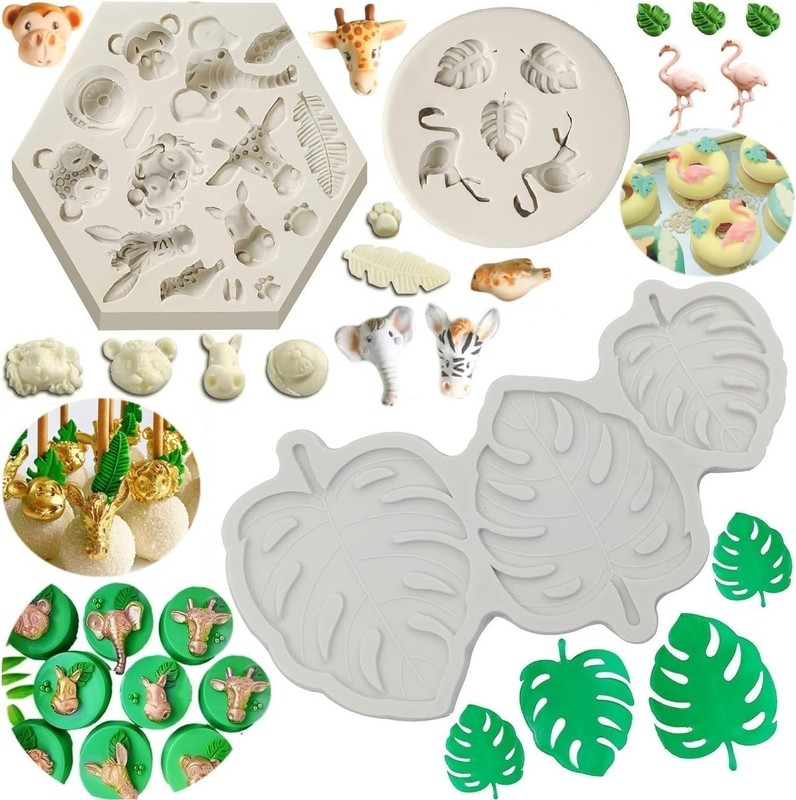 Safari Animal Fondant Mold Flamingo Silicone Molds,Safari Cake Decorations Anima