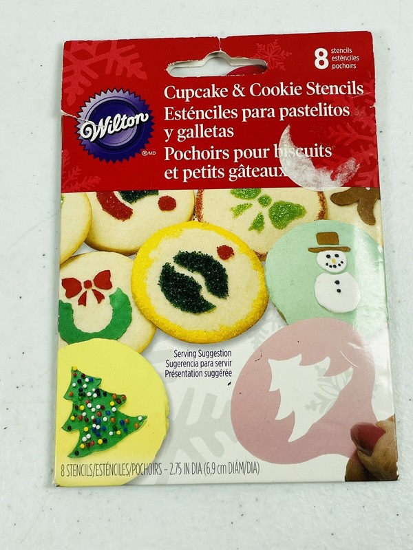 🔥 WILTON Cookie Cupcake Stencils Christmas Holiday Baking Snowman Tree Wreath