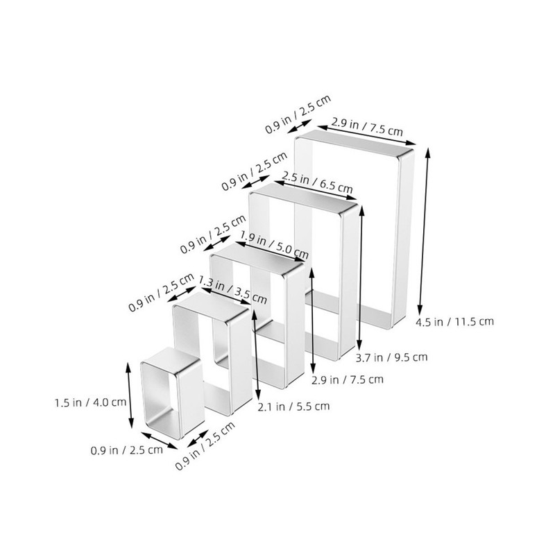 5Pcs Stainless Steel Rectangle Baking Mold Set for Cookies Cakes and Pastry gallery