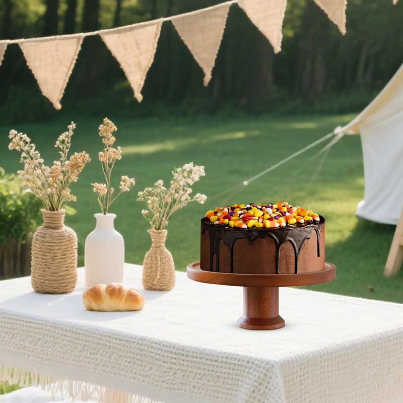 Crazy huayi Wooden Cake Stand with Lid, Acacia Cake Stand with Glass Dome, Ve... gallery