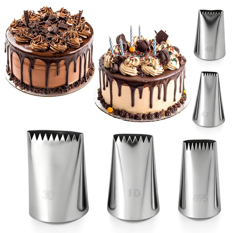 5 PCS Basketweave Piping Tip Set Stainless Steel Braided Icing Pastry Tool