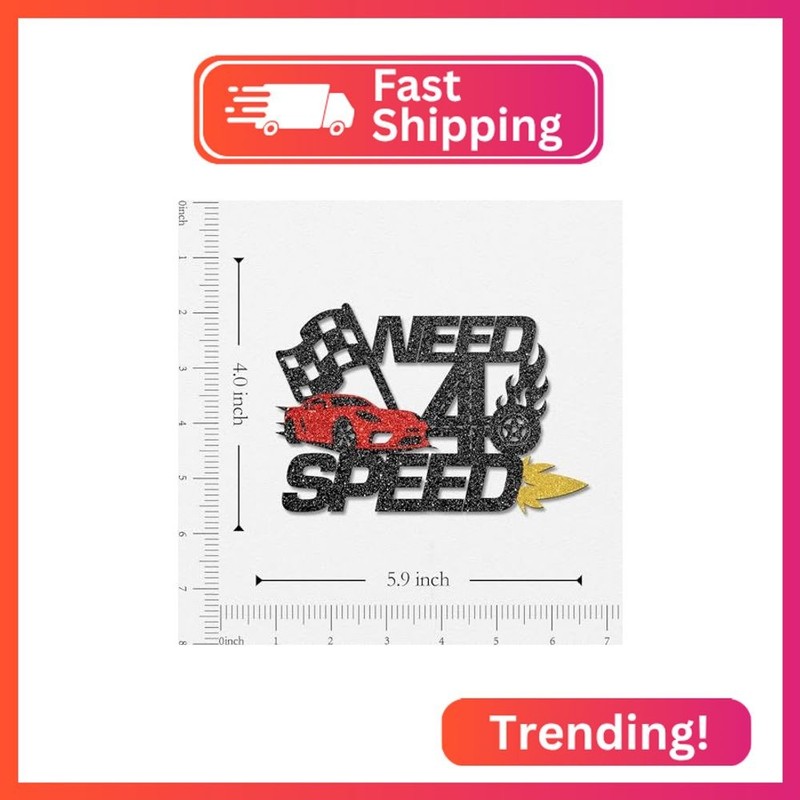 WeBenison Need Four Speed Cake Topper - Children 4th Birthday Racing Car Cake To gallery