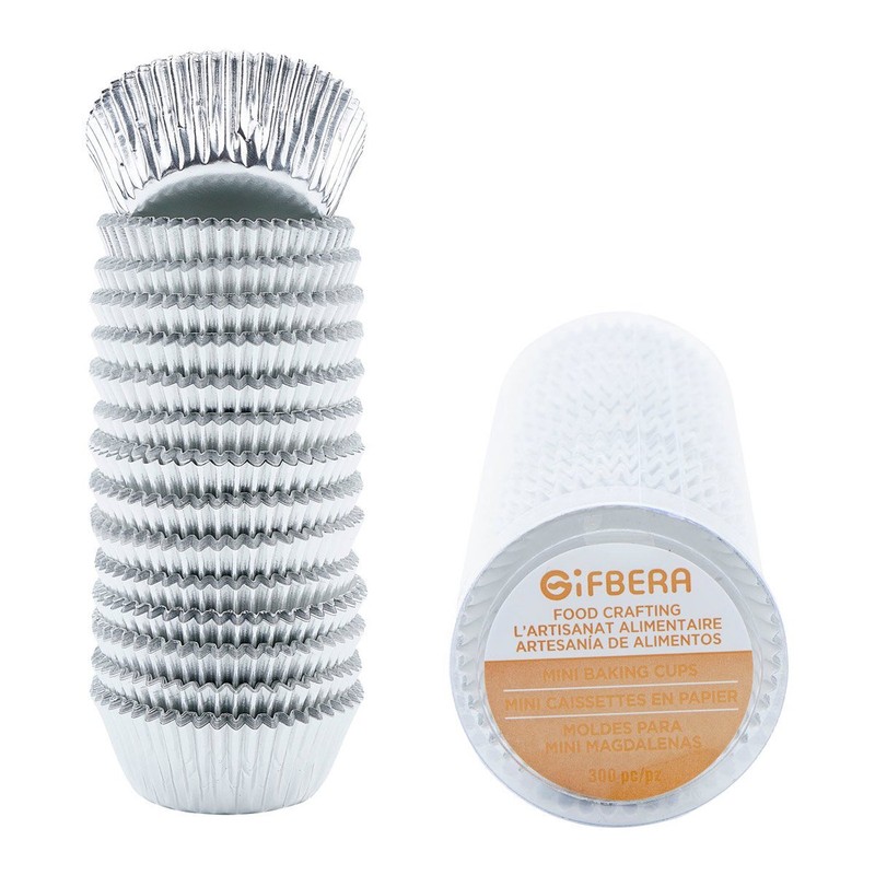 Mini Foil Baking Cups Silver 300-Count Bright Foil Paper Silver Cupcake Liner…