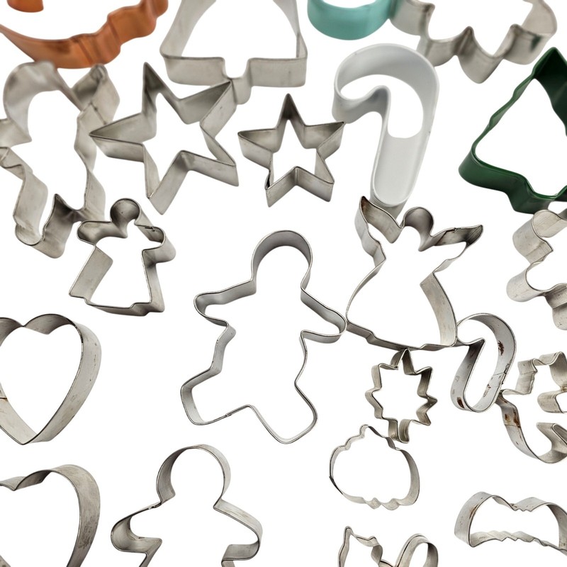Metal Cookie Cutters Holiday Shapes Christmas Hearts Stars Tree lot of 27 gallery