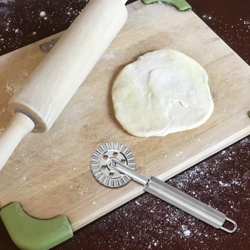 Pastry Wheel Cutter, Stainless Steel Fluted Pasta Crimping Wheel Dough Crimper gallery