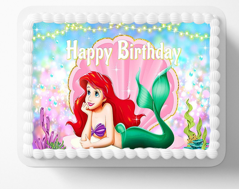 Customized Mermaid Under The Sea Edible Image Birthday Edible Cake Topper