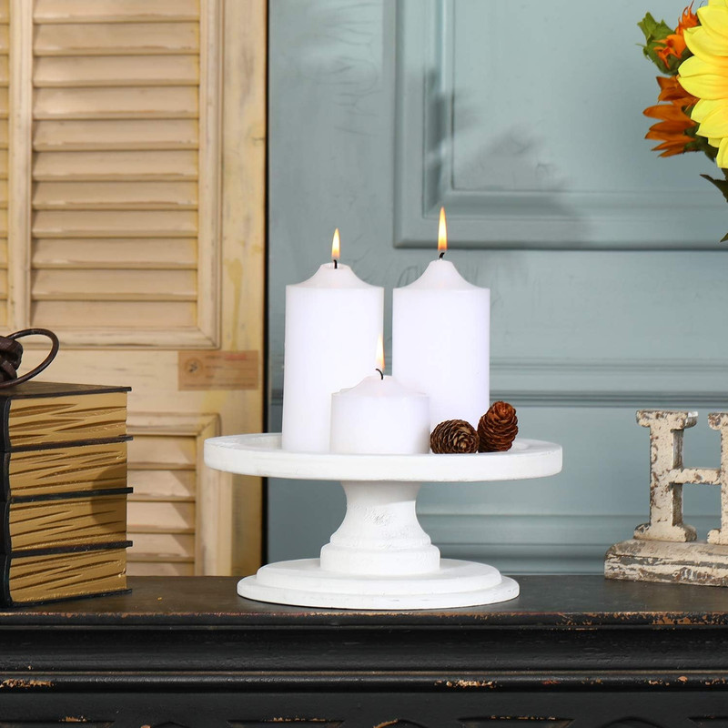 Natural Wooden Cake Stand, Cake Pedestal Stand round Candle Holder Tray, Rustic