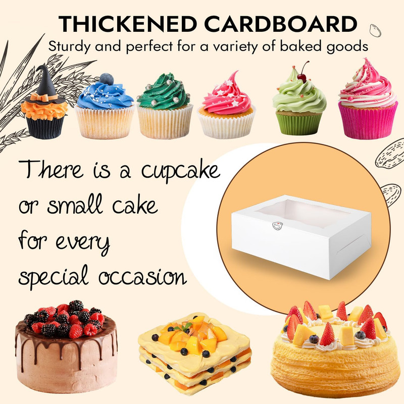 9 Holes Fit 8 Cupcakes and 1 Mini Cake Box Combo,8 Sets of Cake Boxes, Pastry Sw gallery