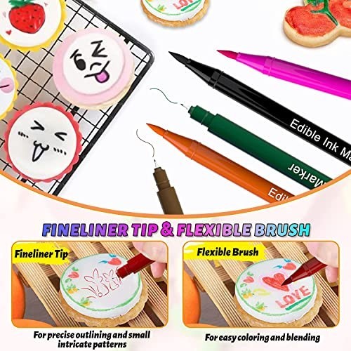 12Pcs Edible Food Coloring Markers, Double-Sided Ultra Fine Tip for Cake & Cooki gallery
