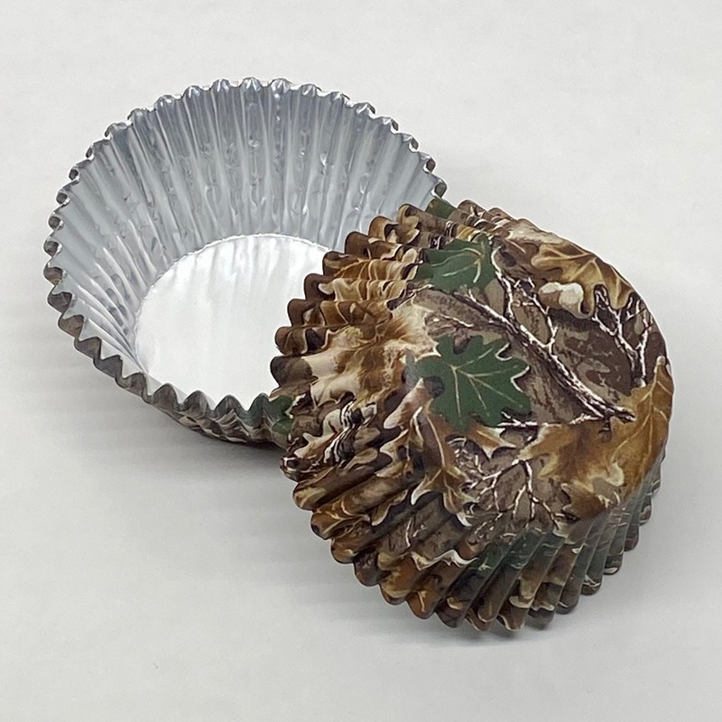 Camo #1 Foil Cupcake Liners (More Leaves) – STANDARD Size | 50 ct Baking Cups