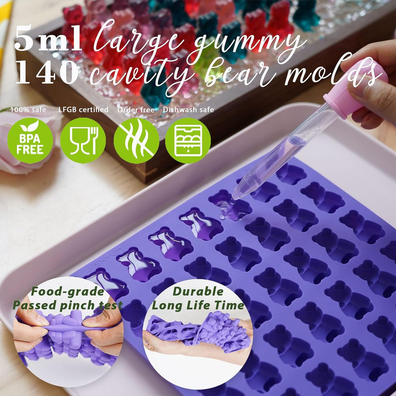 Large Gummy Bear Molds 5 ML, BPA-FREE Silicone Chocolate Candy Gummy Molds with gallery