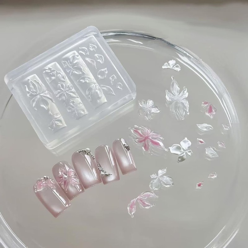 Lily Flower Charms Silicone Nail Molds-3D Gel Nail Art Mold Floral Charms for Na gallery