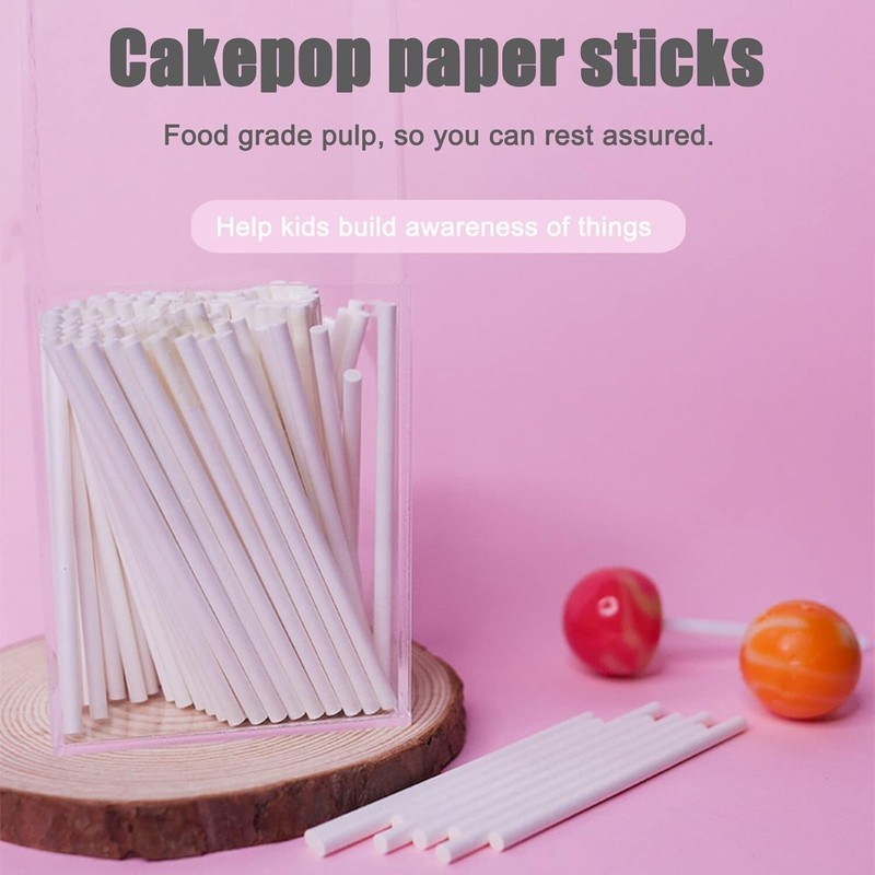 500 Pcs 4-Inch White Lollipop Sticks,Cake Pops Sticks,Paper Treat Sticks Sucker gallery
