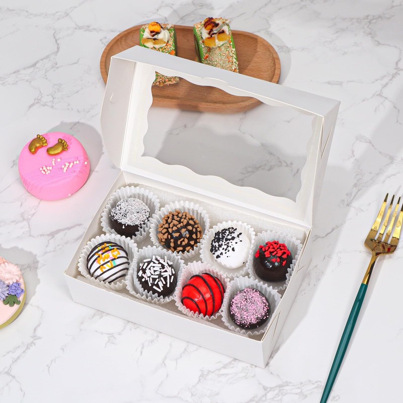 100pcs White Rectangular Bakery Boxes with Window, 7x4.3x2 Inches, Perfect fo... gallery