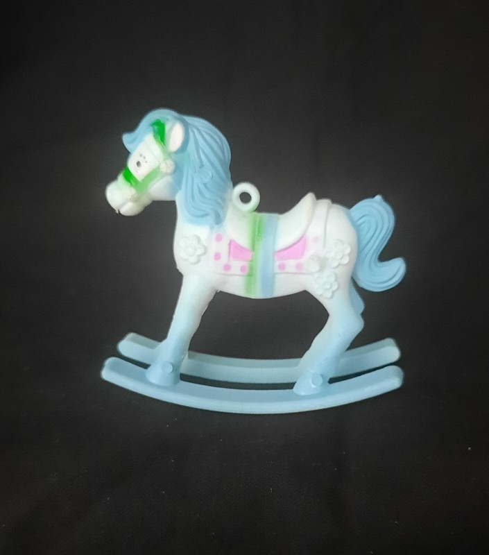 Vintage Blue Rocking horse Cake Topper/decration Hanging Ornament.