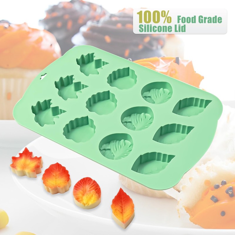 Silicone Maple Leaf Molds Chocolate Fall Thanksgiving Cookie Baking 12 Cavity gallery