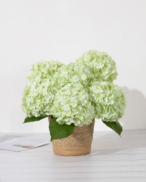 3Pcs Large Hydrangea Artificial Flowers,20 inch Latex Real 3pcs Light Green gallery