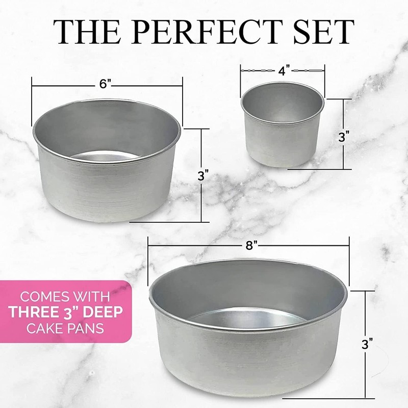 Juego De 3 Moldes Para Pasteles Reposteria Antiadherente Redondos 4" 6" 8'' NEW. gallery