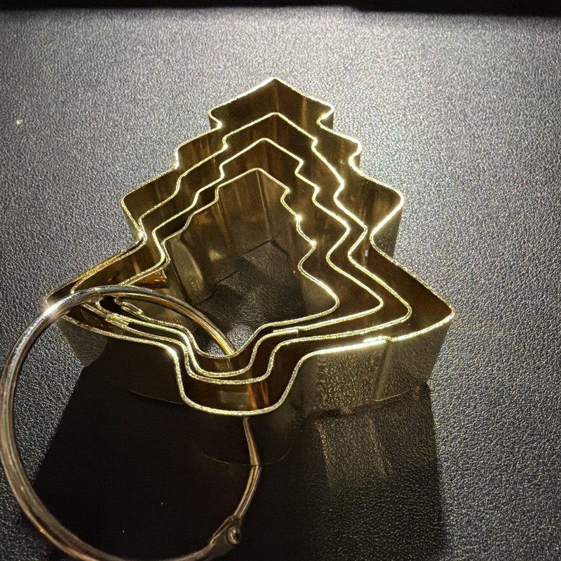 Gold Metal Cookie Cutter Set - Christmas Trees - Set of 4 - New No Tags gallery