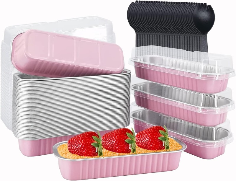 Paquete De 50 Moldes Para Hornear Desechables De Papel De Aluminio Para Mini Pan