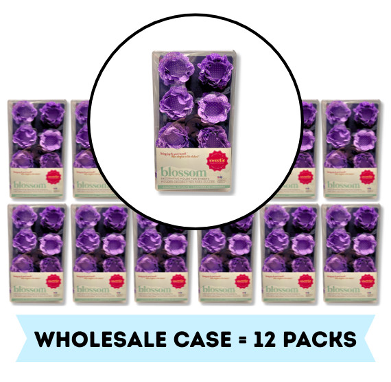 Wholesale Blossom Flower Candy Cups 12 Pack Case: PURPLE W/DOTS 50% OFF Retail gallery