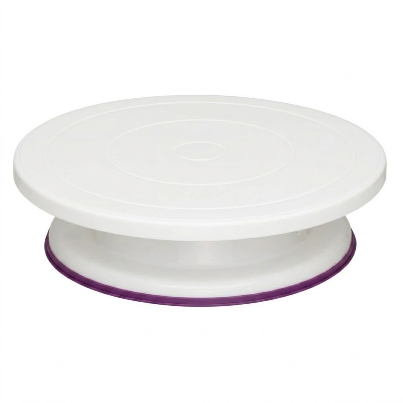 Rotating Cake Turntable 11 Inch White Plastic Baking Decorating Stand Non-Slip