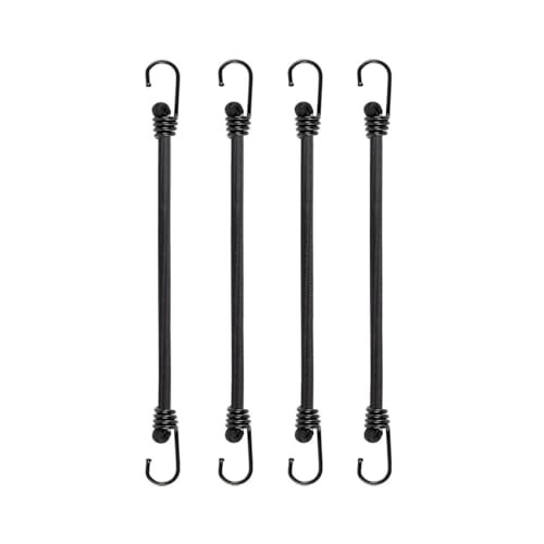 12" Small Bungee Cords with Hooks - Black Elastic - 4 Pcs gallery