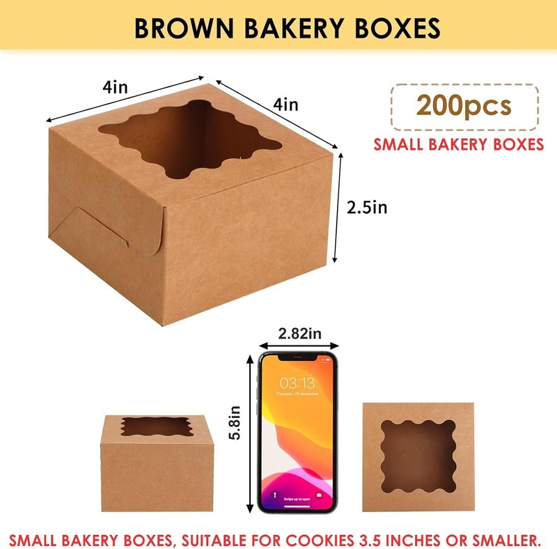 Compact Treat Boxes with Window, 4x4x2.5 Inch, 200 Pack gallery