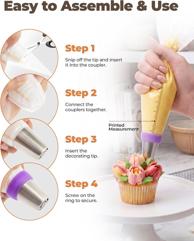 46 Pcs Russian Piping Tips Set, Upgraded Piping Bags and Tips Set gallery