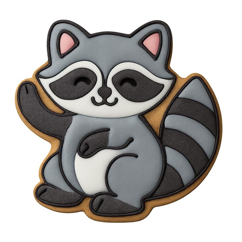 Playful Raccoon Cookie Cutter - 4x3.5" Creative Baking Fun Design gallery