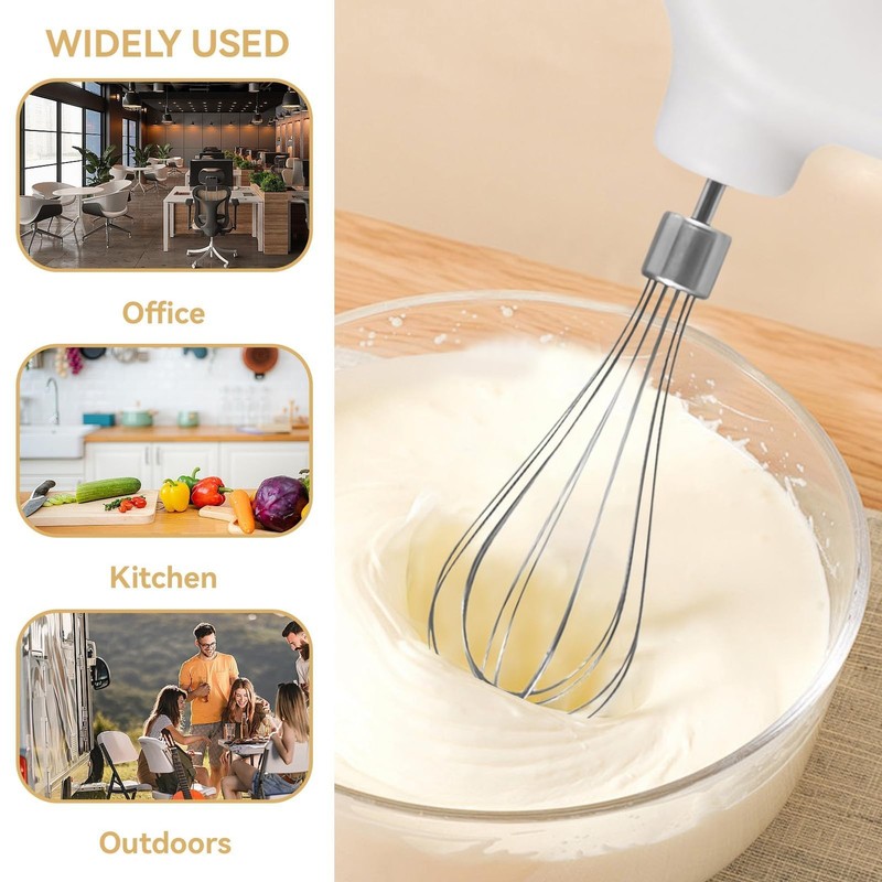 4 Speed Electric Hand Mixer Mini Cordless USB Rechargeable Whisk White Tool gallery