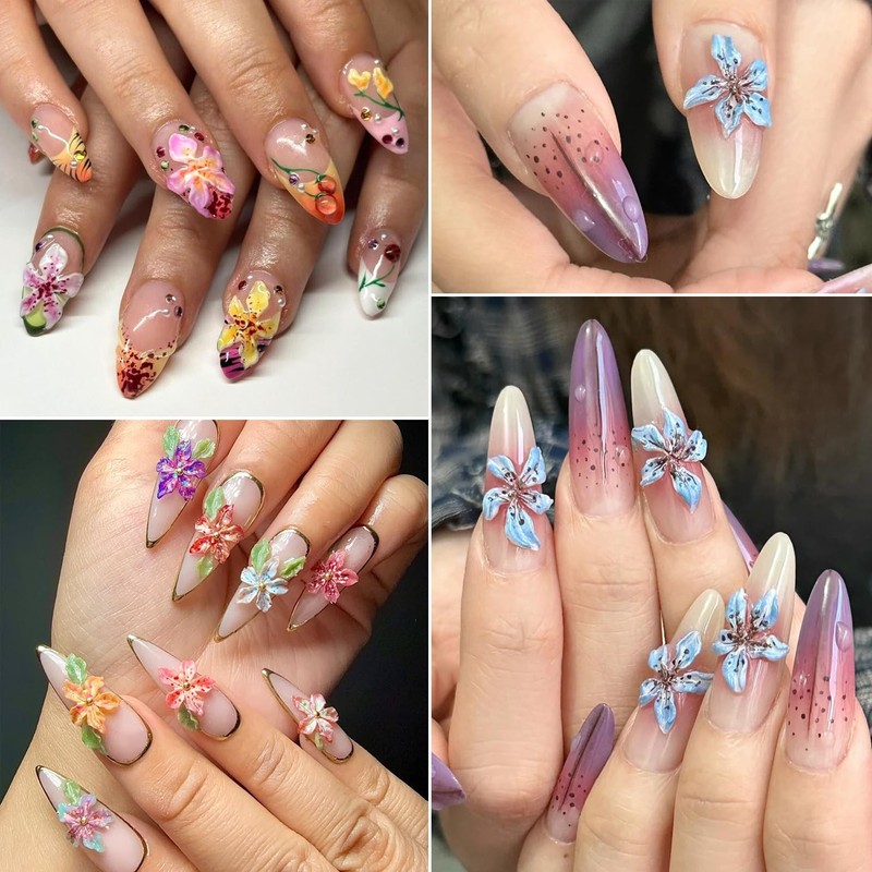 Silicone Nail Art Mold, 3D Flowers 1.33 inches x 2.32 inches, Clear X-MJ11 gallery