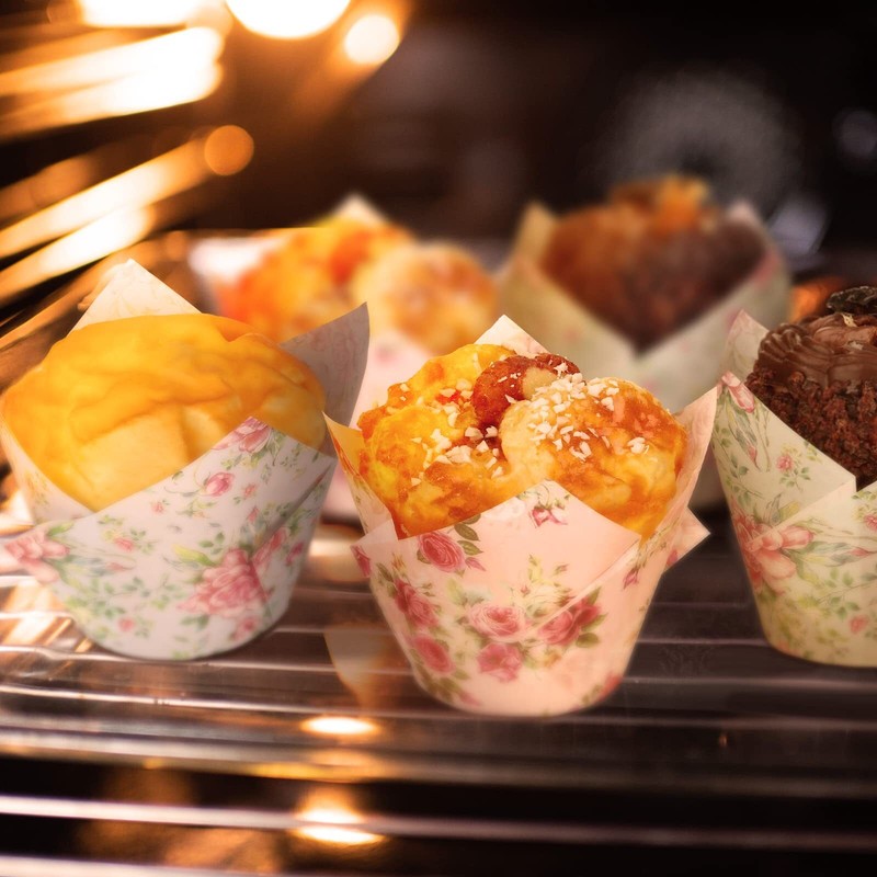 400 Pcs Floral Tulip Cupcake Wrappers Liners for Bridal Shower Wedding Festival gallery