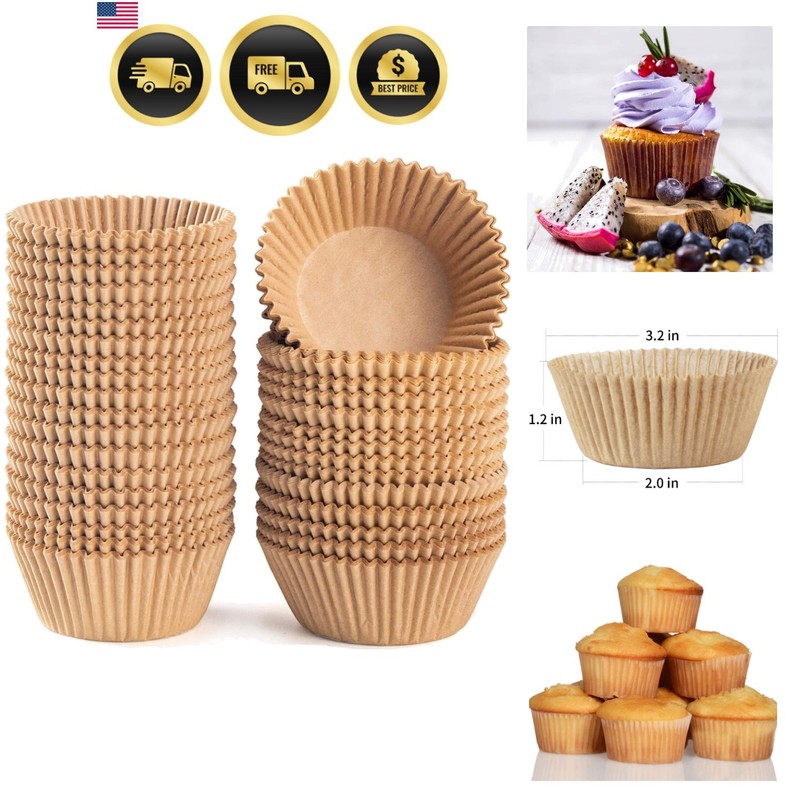 Standard Natural Cupcake Liners 500 Count, No Smell, Grease-Proof Paper Muffi…