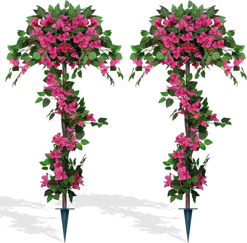 2Pa 5FT Artificial Boinvillea iary Trees for Outdoor, Fake Silk