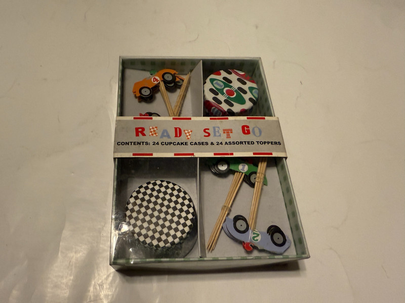 Meri Meri Ready Set Go Racing Cupcake Kit 24 Baking Cases & 24 Toppers