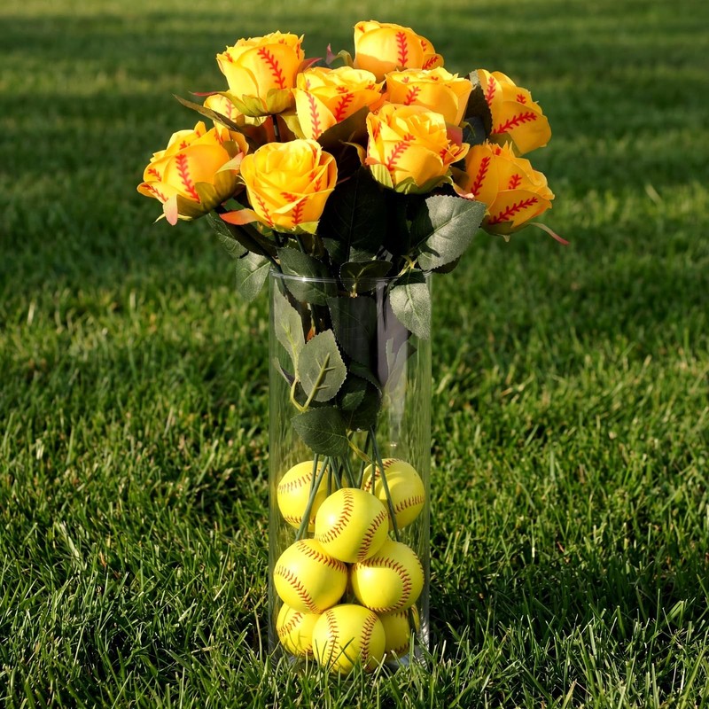 Suncalla 12 Pcs Softball Rose Leaves Bulk Artificial Fake Rose Decor Softball gallery