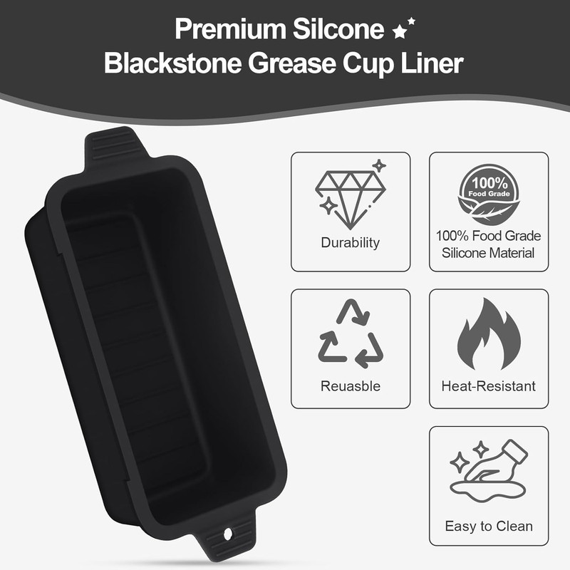 2 PCS Silicone Grease Cup Liners for Blackstone 36 28 22 17 Inch Griddle,Reusabl gallery