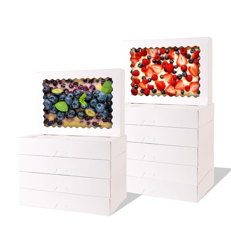 24 PCS Cookie Boxes 14x10x2.5 Inch White Bakery Boxes Window For Pies