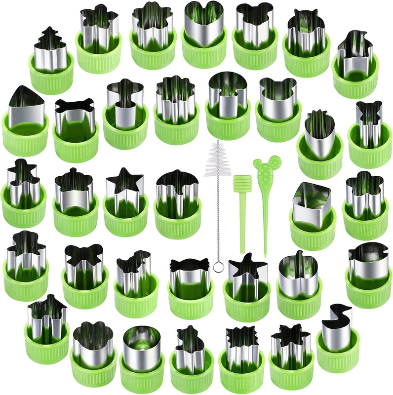 35 Pack Cookie Cutters Vegetable Fruit Cutter Shapes Stamps Mold Mini Cookie …